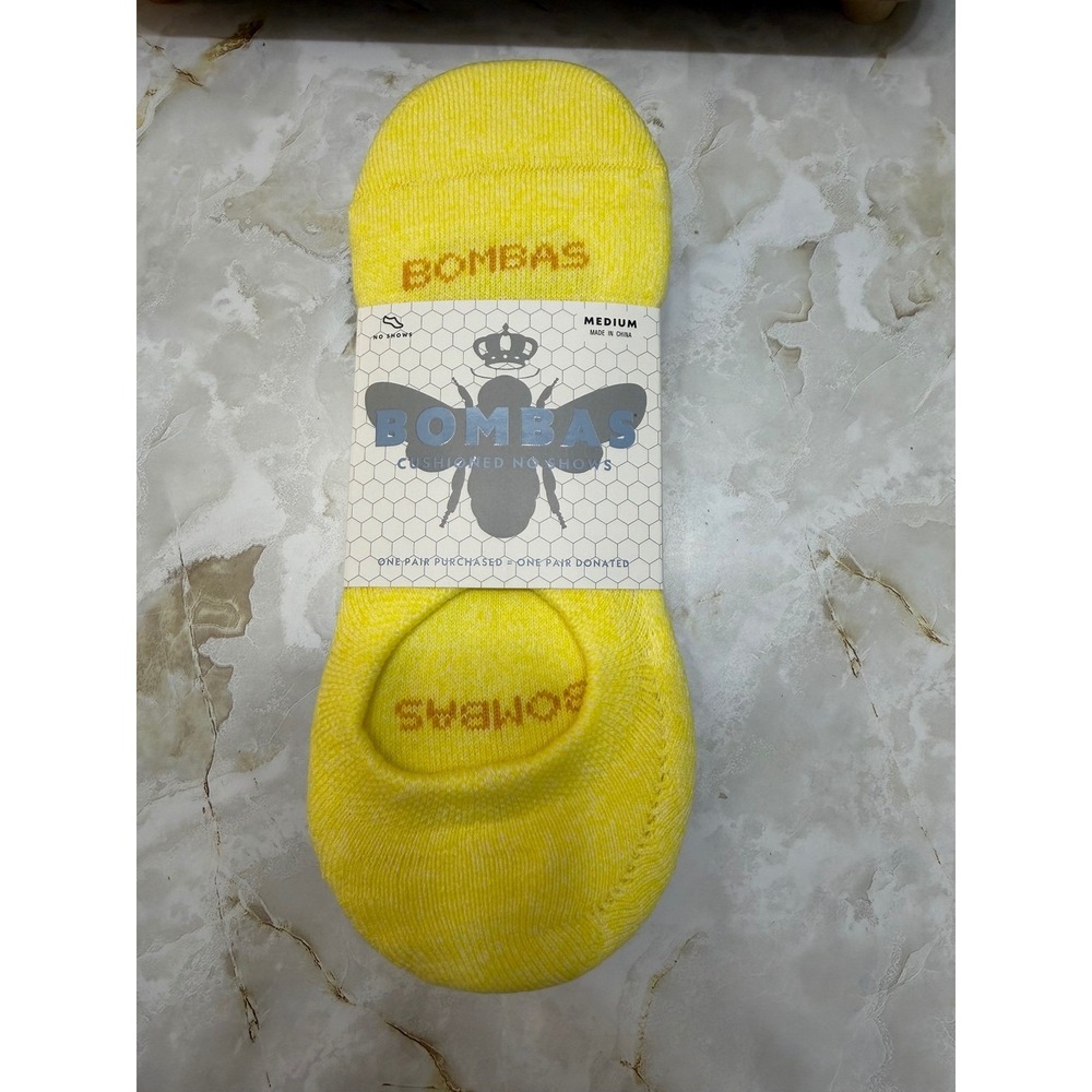 Bombas Cushioned No Show Socks 4 Pack Medium Yellow Purple Blue Marled NEW